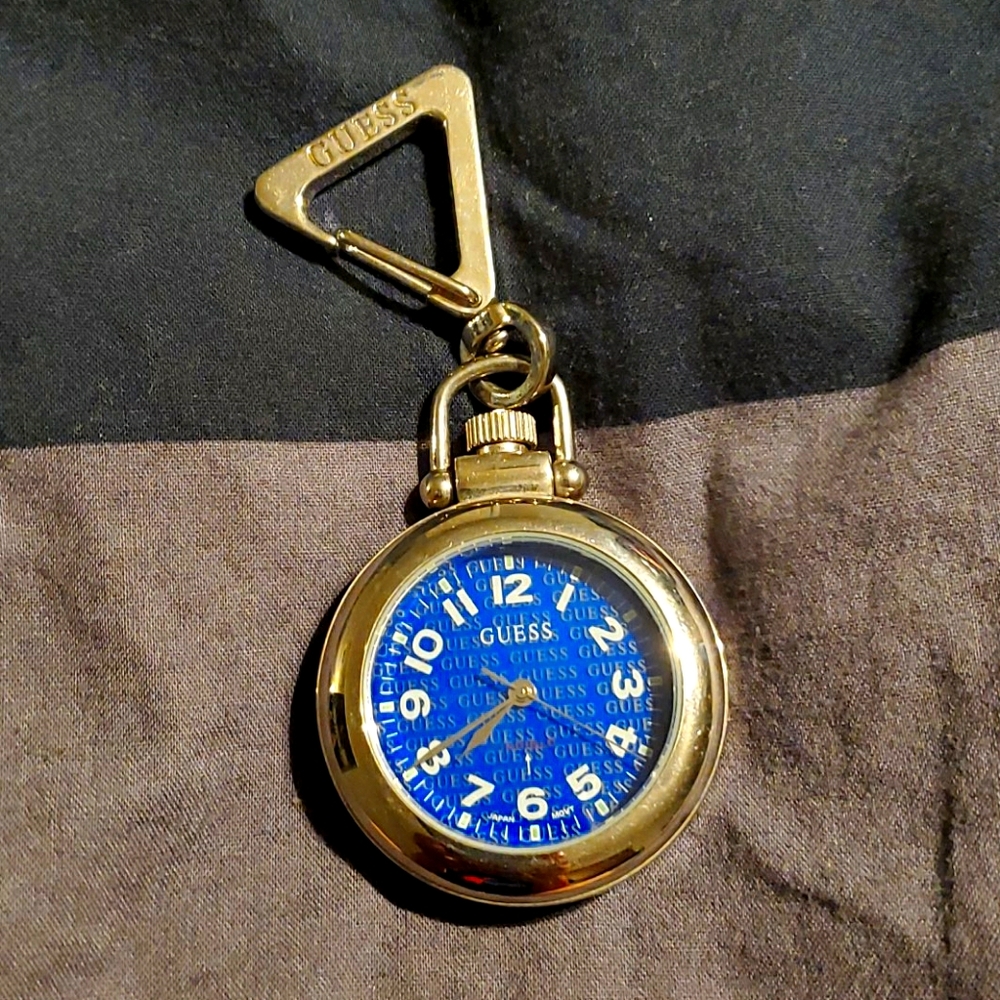 Vintage Guess Indiglo Silver Pocket Travel Watch